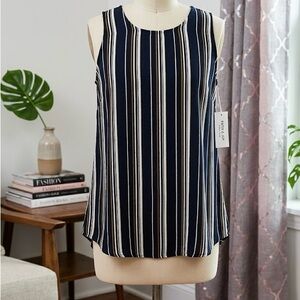 Faith and Joy Navy and White Striped Sleeveless Camisole